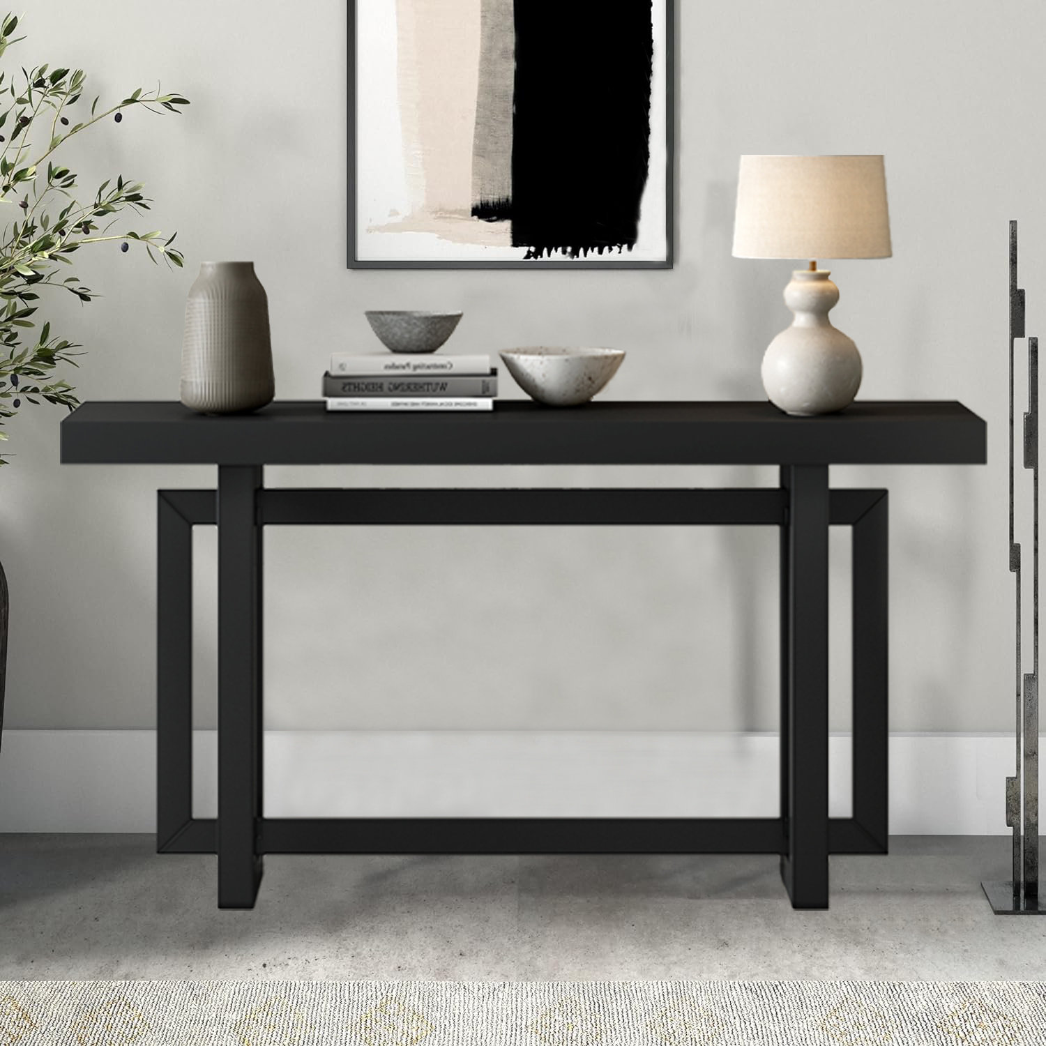 17 Stories Thedrick 59" Contemporary Console Table with Wood Top, Extra ...